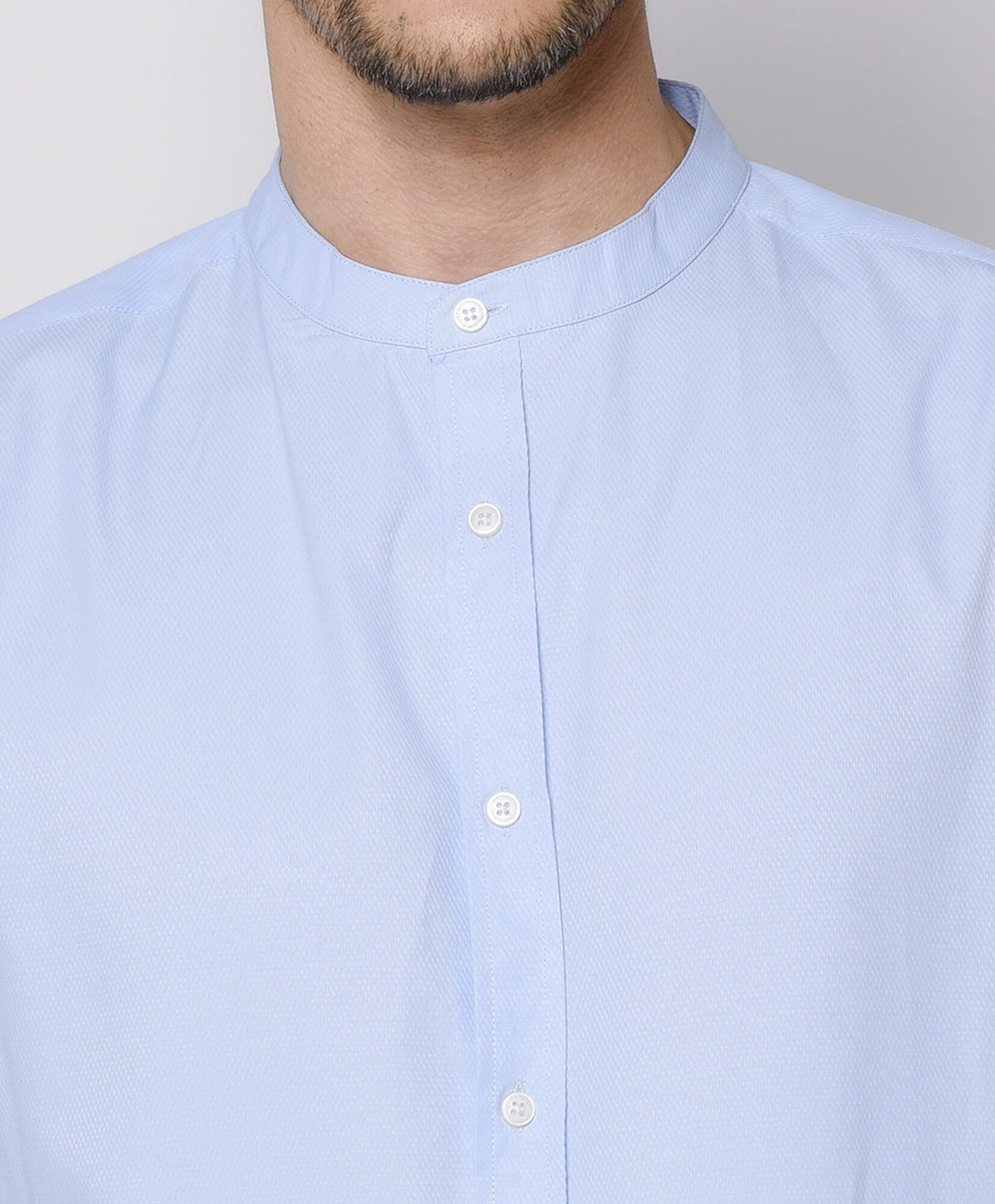 Camisa hombre celeste cuello mao Camisa hombre celeste cuello mao