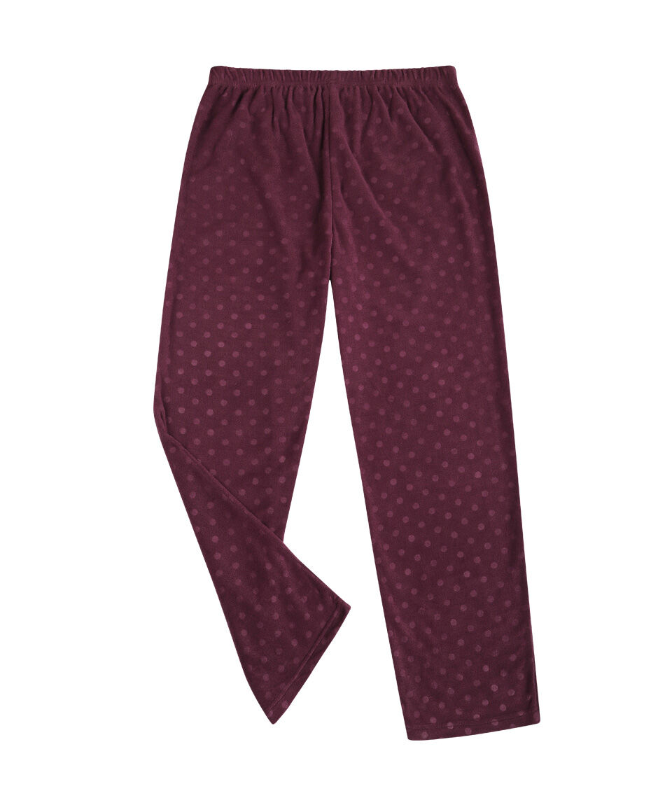 Pijama mujer polar lunares burdeo