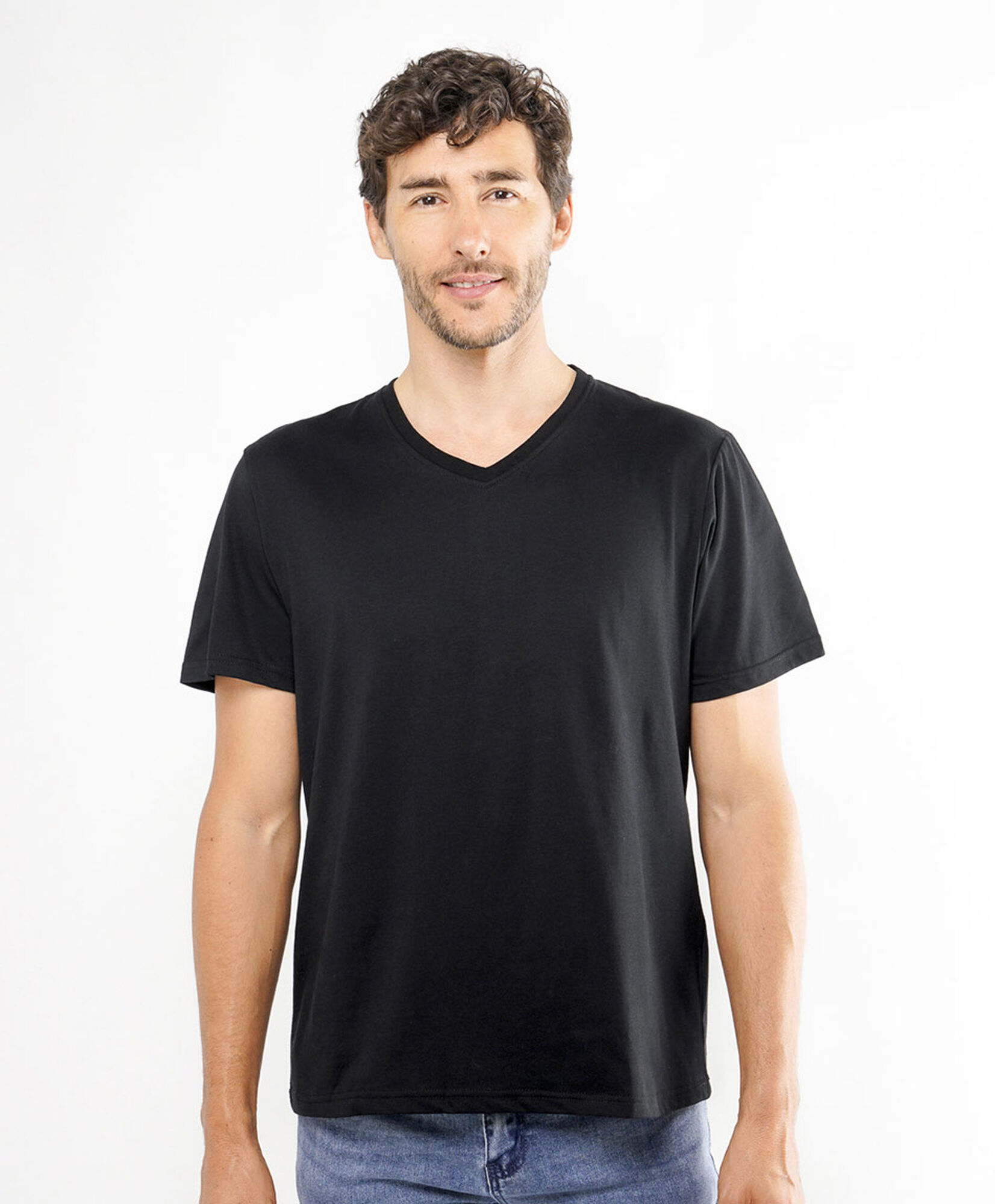 Polera hombre cuello v colores Polera hombre cuello v colores