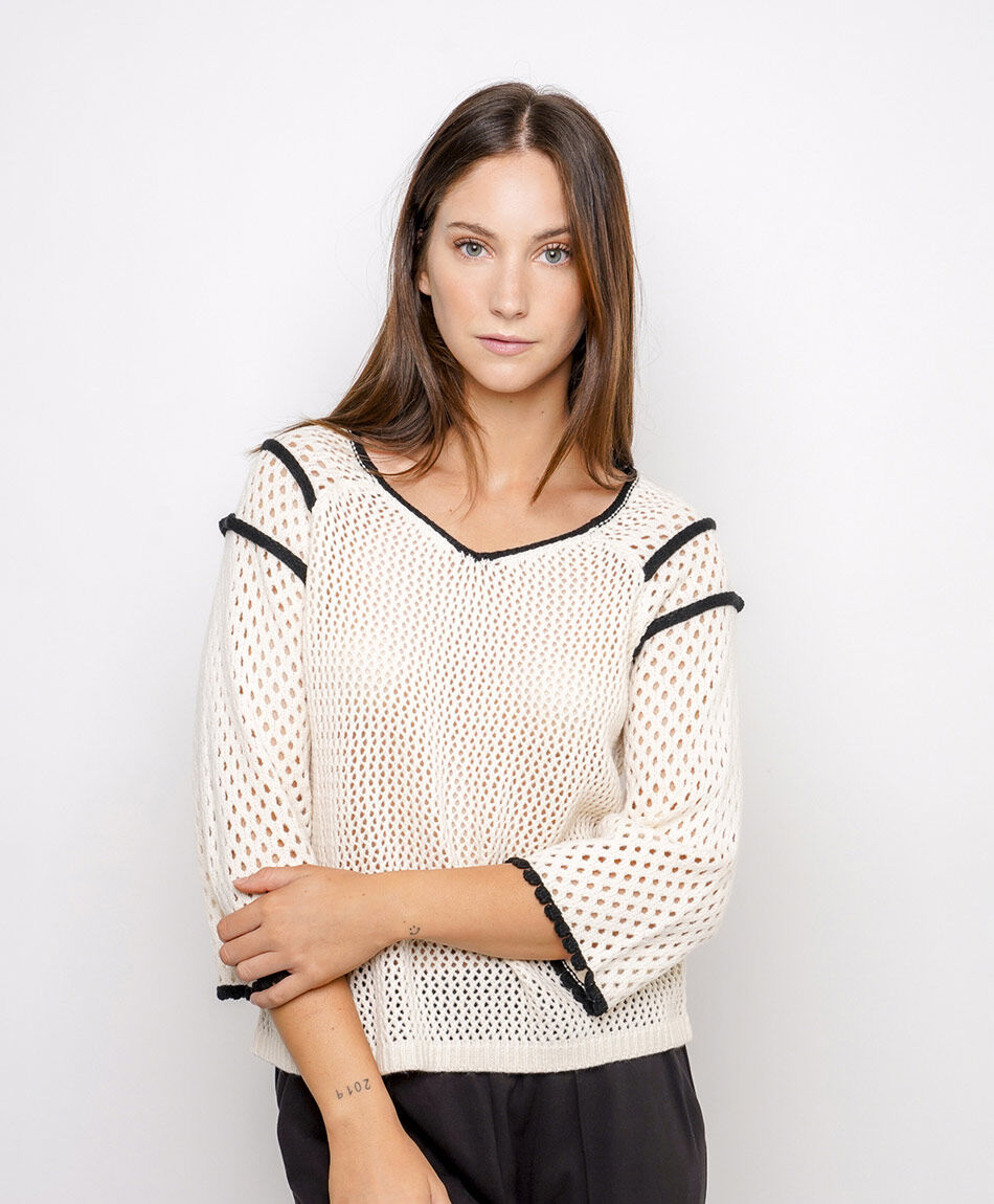 Sweater mujer calado con lineas