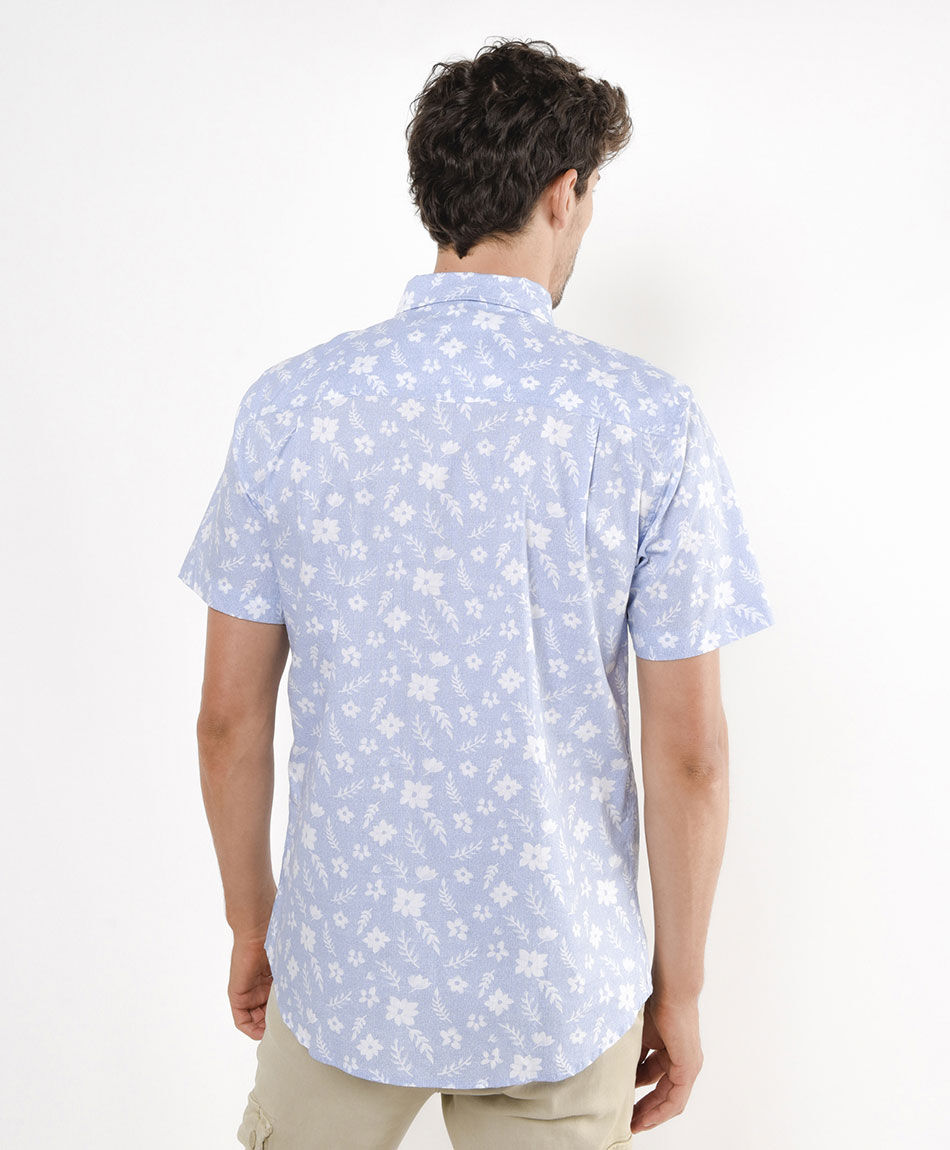 Camisa hombre floreada celeste