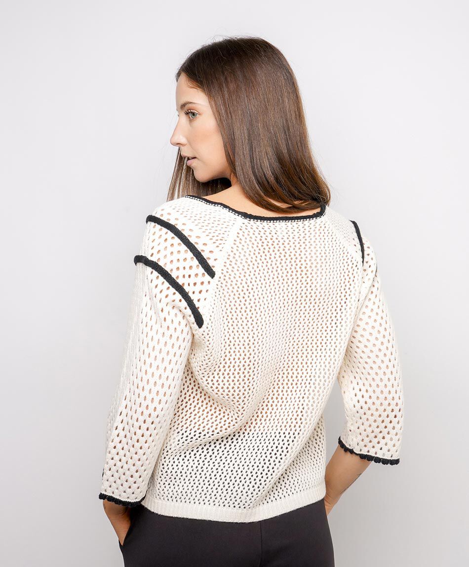 Sweater mujer calado con lineas