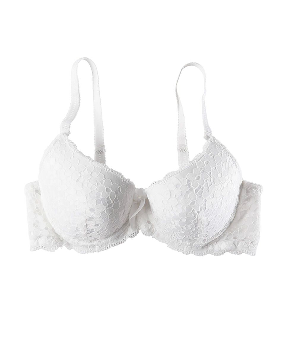 Sost&eacute;n mujer florcitas push up escote coraz&oacute;n