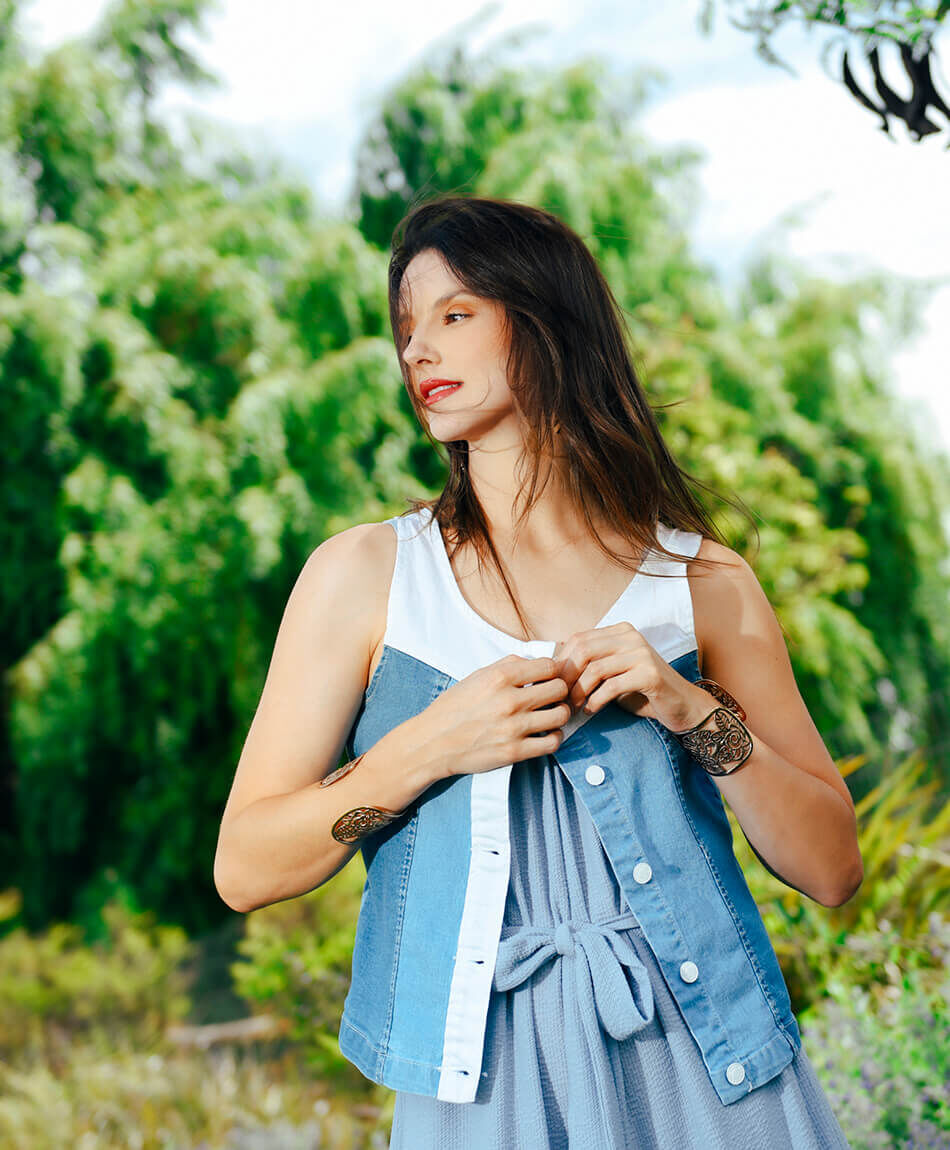 Chaqueta denim sin mangas