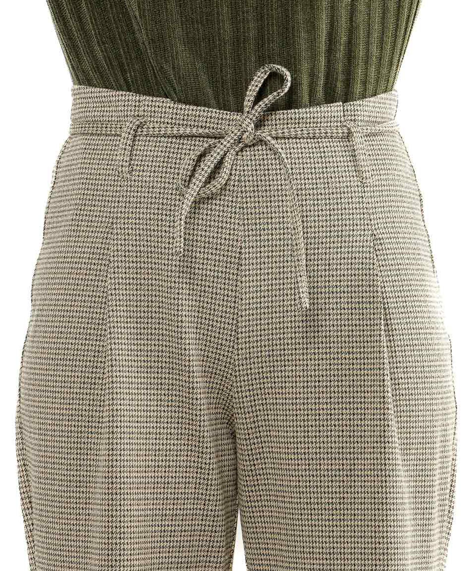 Pantalón mujer pied de poule lazo Pantalón mujer pied de poule lazo