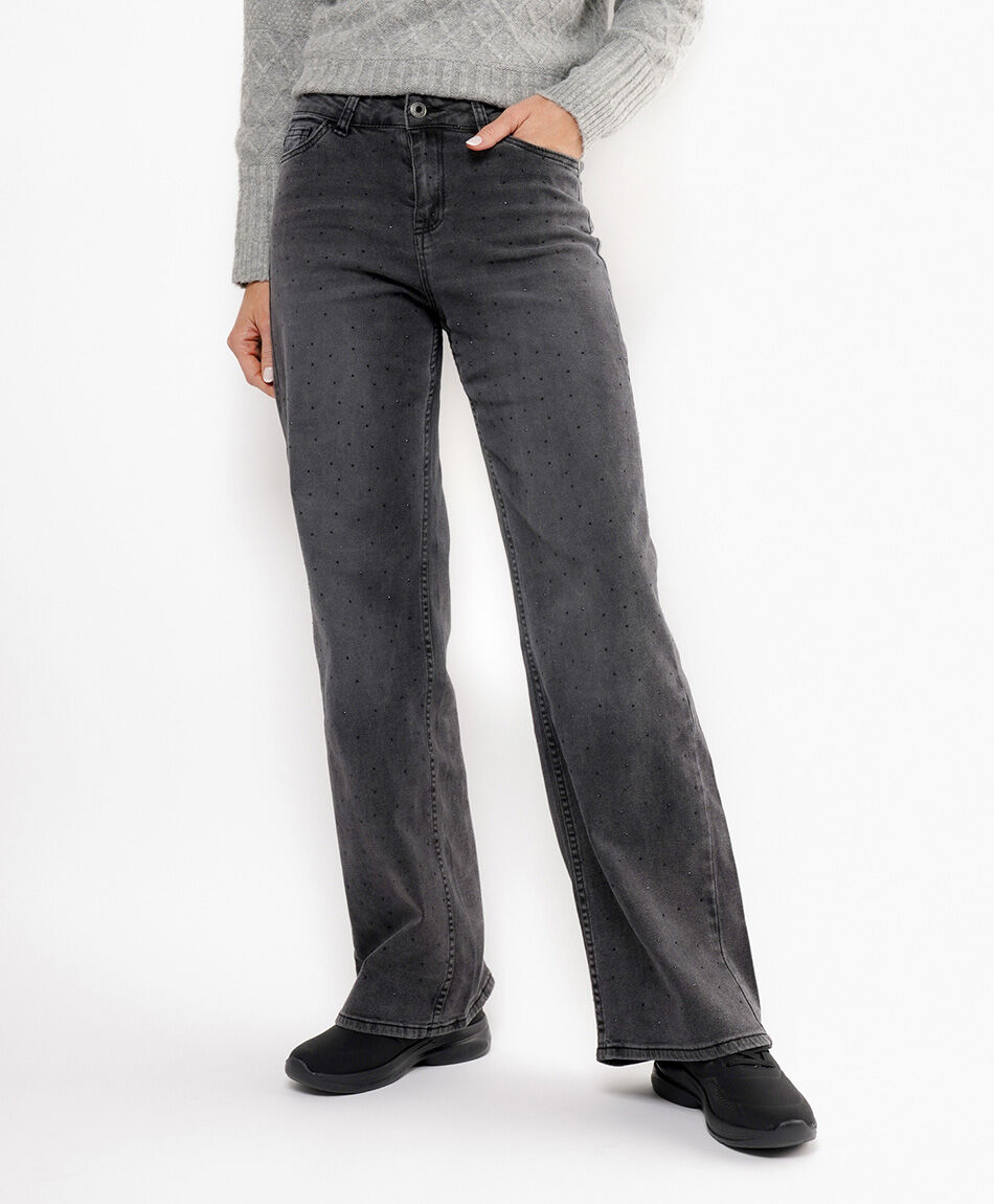 Jeans mujer brillos negros&nbsp;