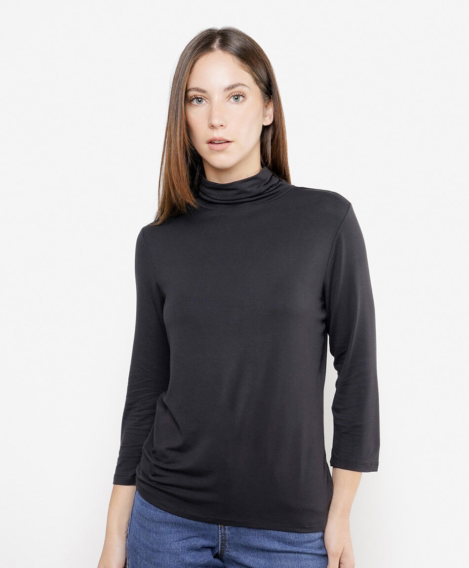 Polera mujer lisa cuello alto