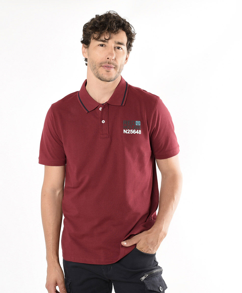 Polera hombre mini print cuello piqu&eacute; colores