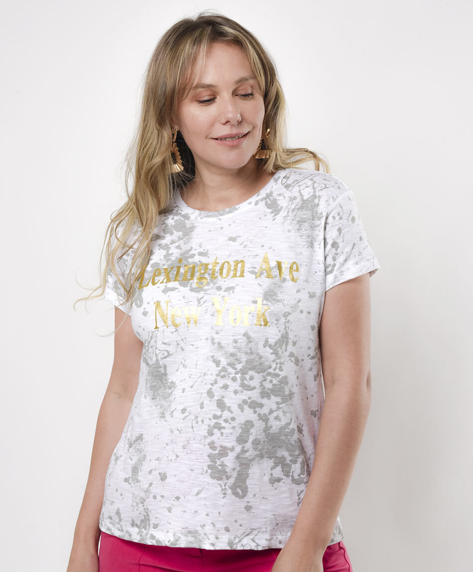 Polera mujer tie dye texto