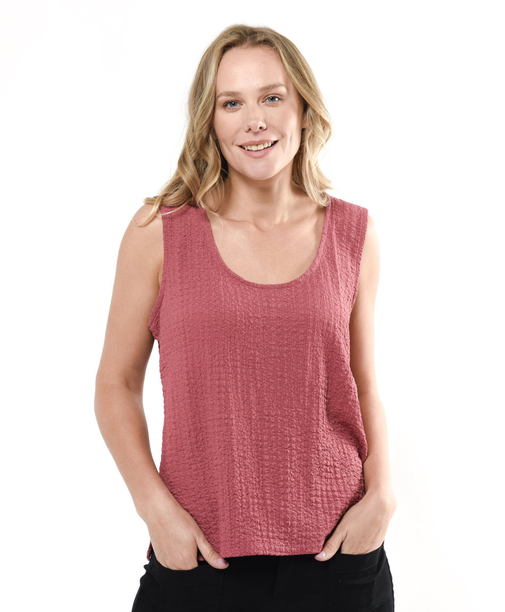 Polera mujer textura sin mangas Polera mujer textura sin mangas