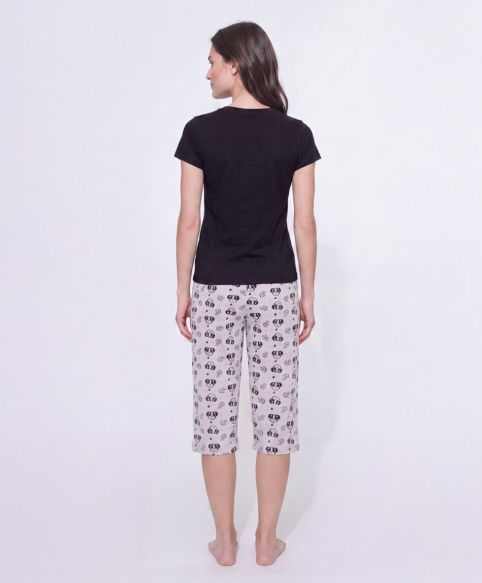 Pijama mujer capri perrito caf&eacute;