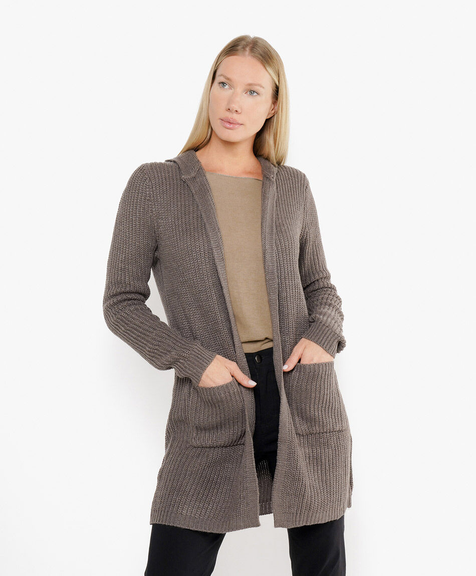 Cardigan mujer largo con gorro