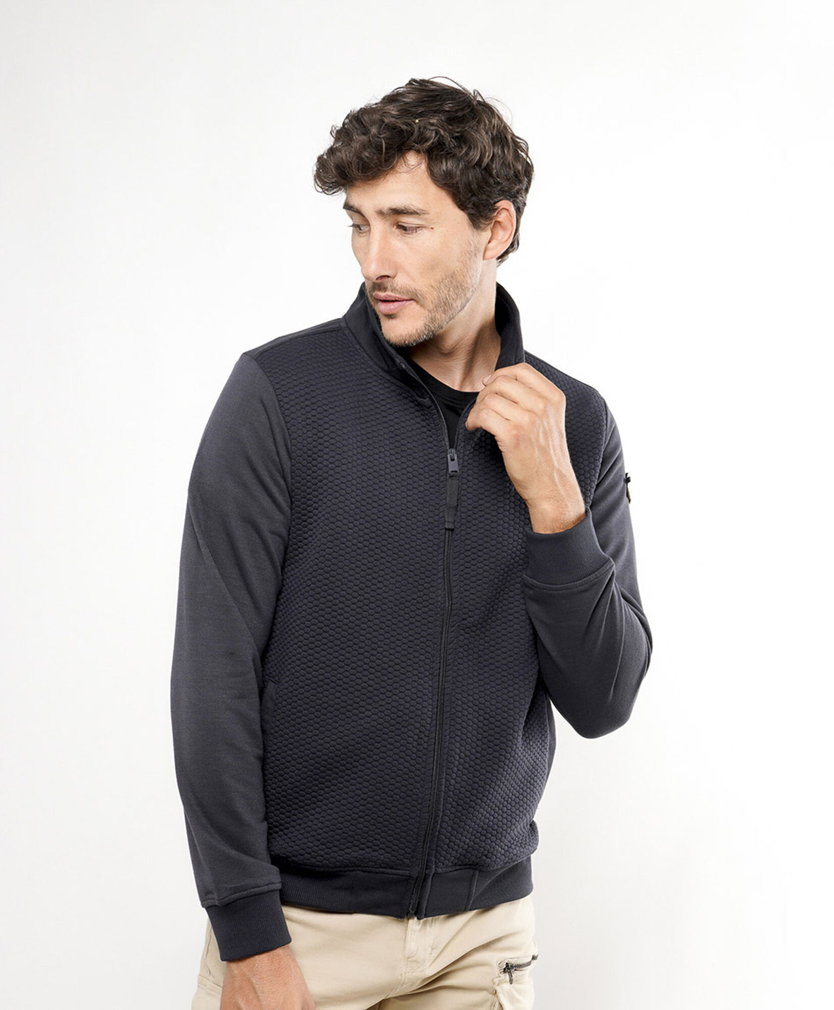 Chaqueta hombre bomber estilo tejida Chaqueta hombre bomber estilo tejida