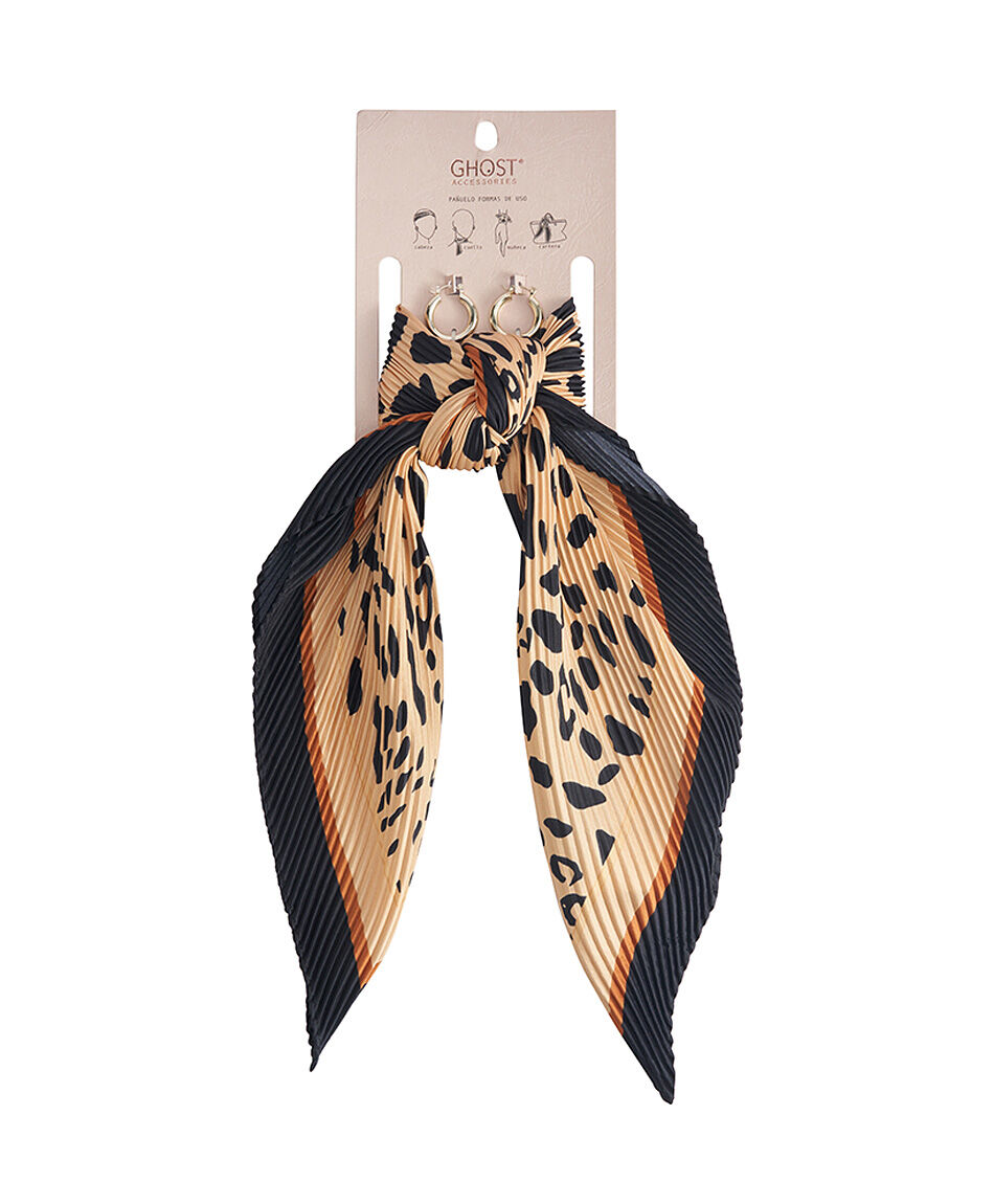 Set pa&ntilde;uelo + aros mujer animal print