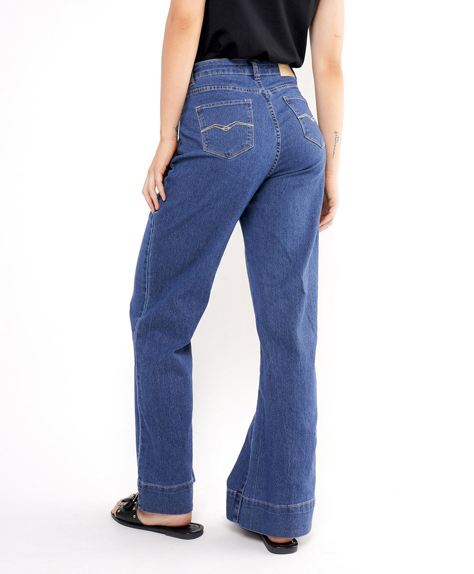 Jeans mujer bolsillos flare