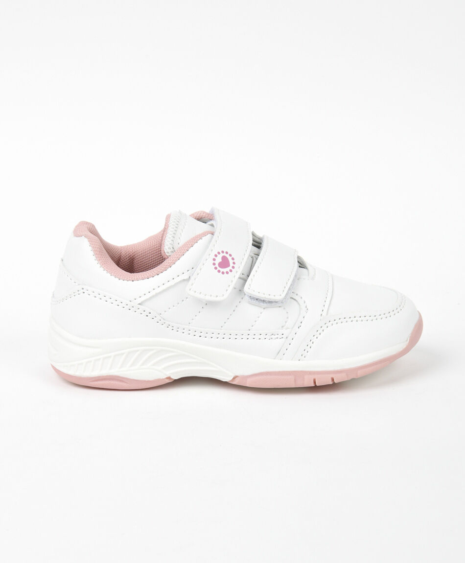 Zapatilla escolar blanca y rosada