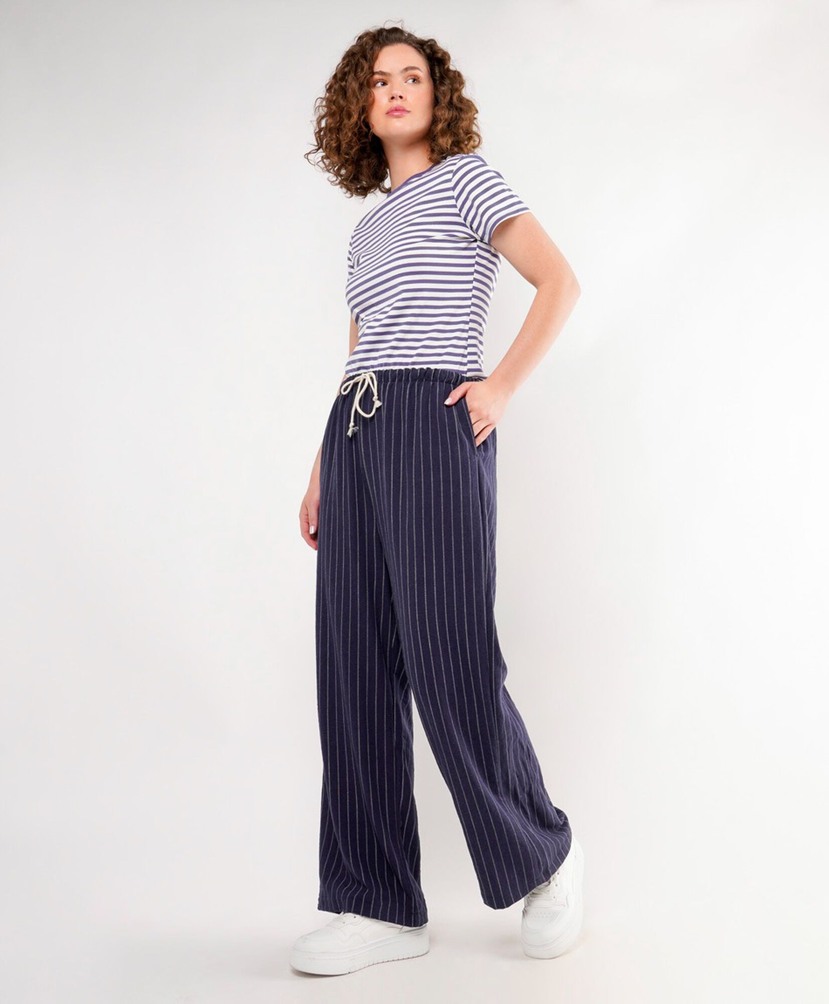 Pantalón mujer ancho azul wide Pantalón mujer ancho azul wide