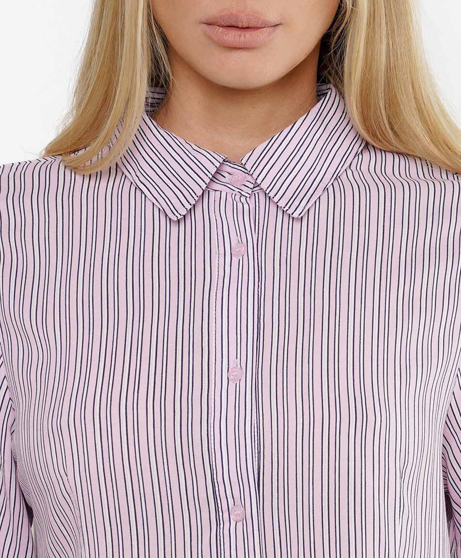 Blusa mujer l&iacute;neas manga ancha rosada