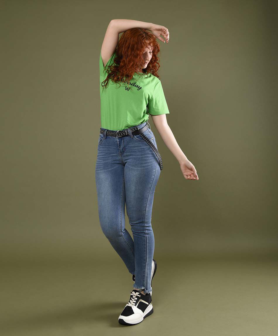 Jeans mujer desflecado skinny fit