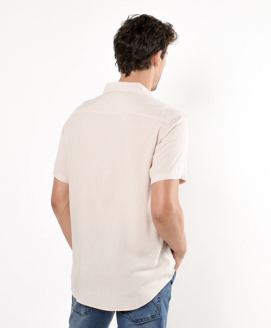 Camisa hombre beige lisa