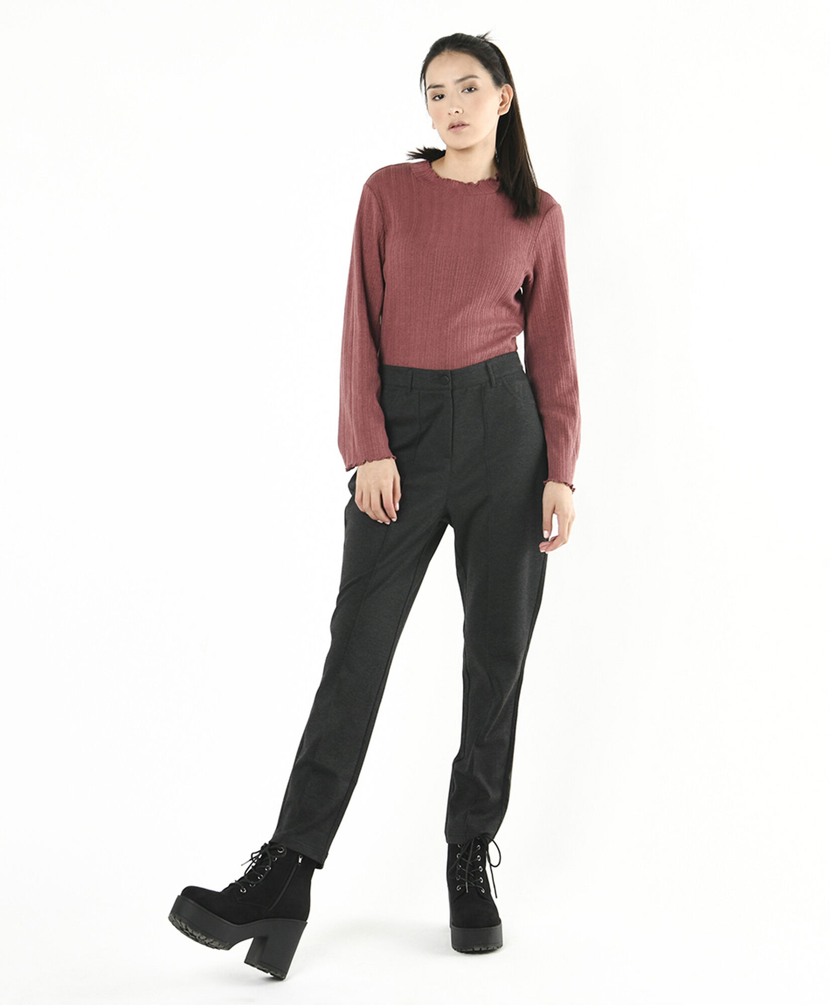 Pantalón mujer jersey skinny fit gris Pantalón mujer jersey skinny fit gris