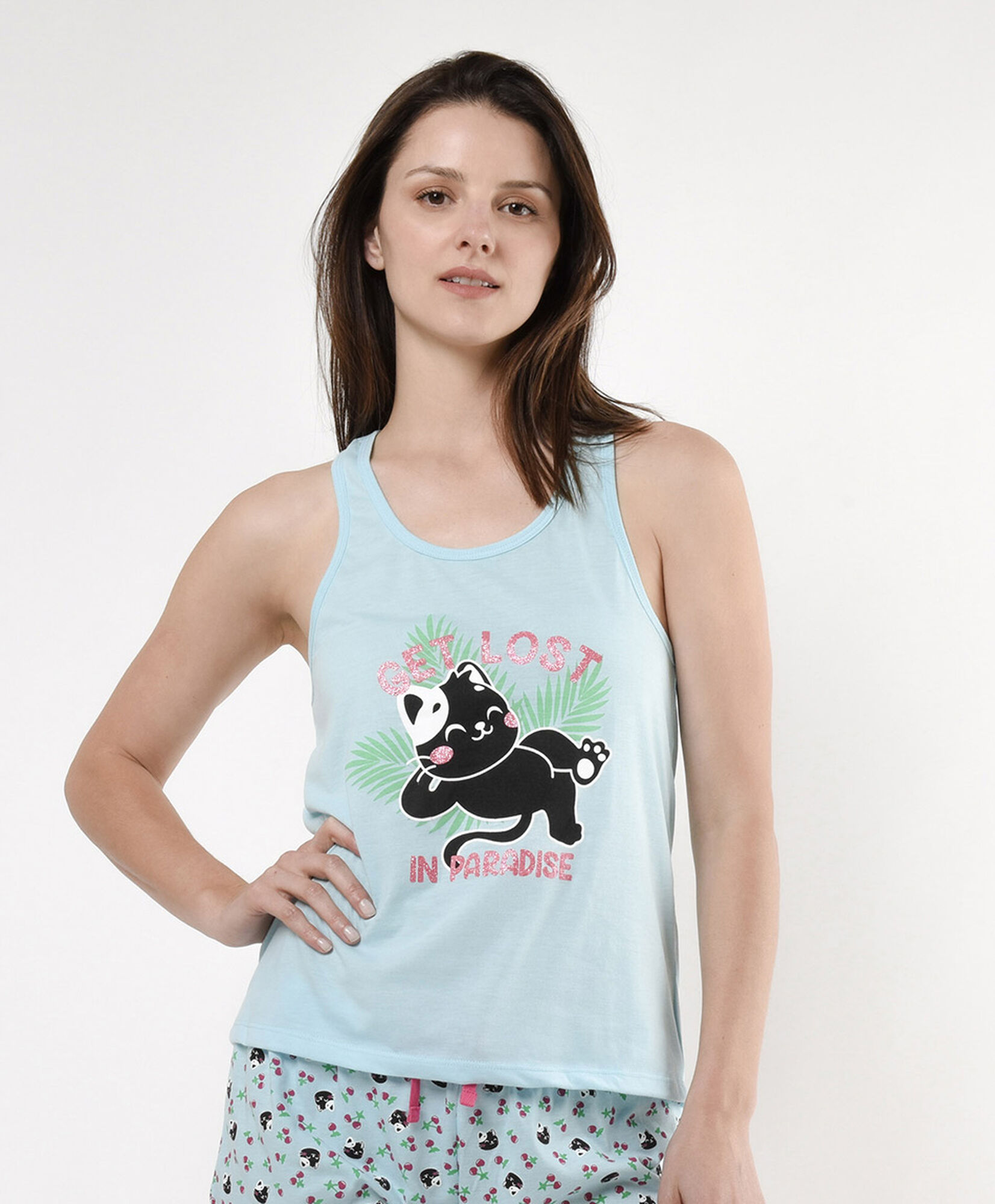 Pijama mujer gato tropical Pijama mujer gato tropical