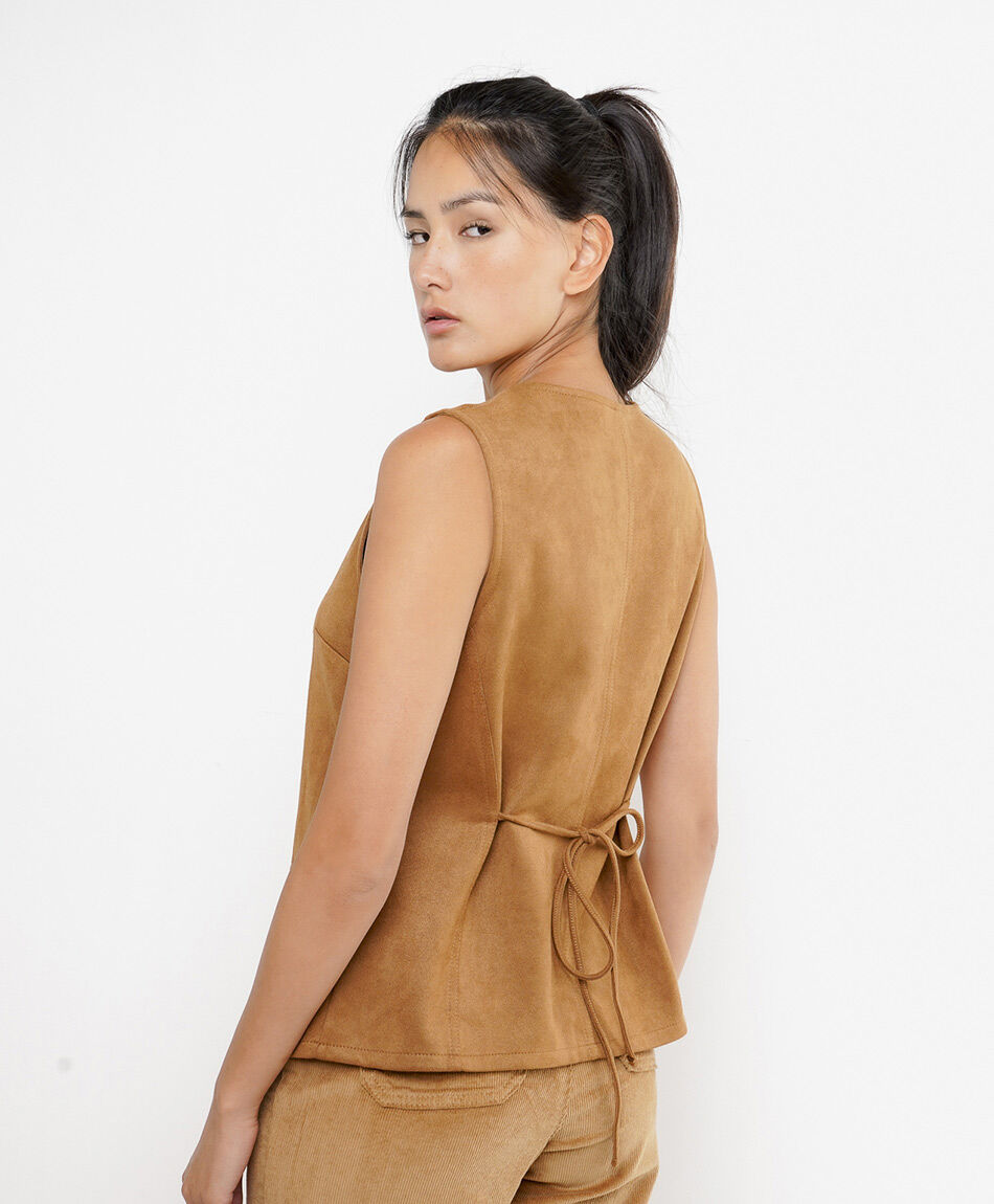 Vest mujer suede camel