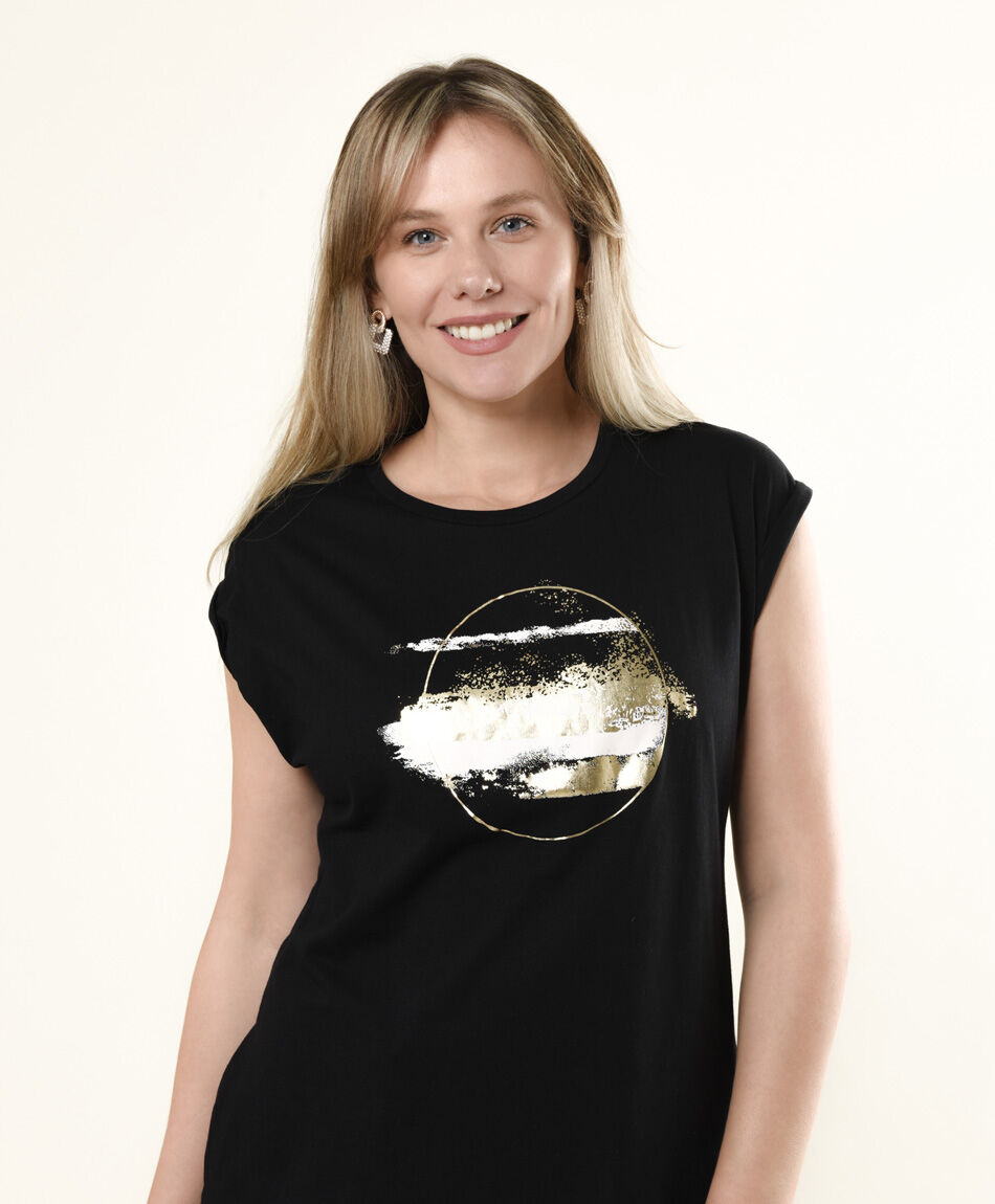 Polera mujer estampado metalizado