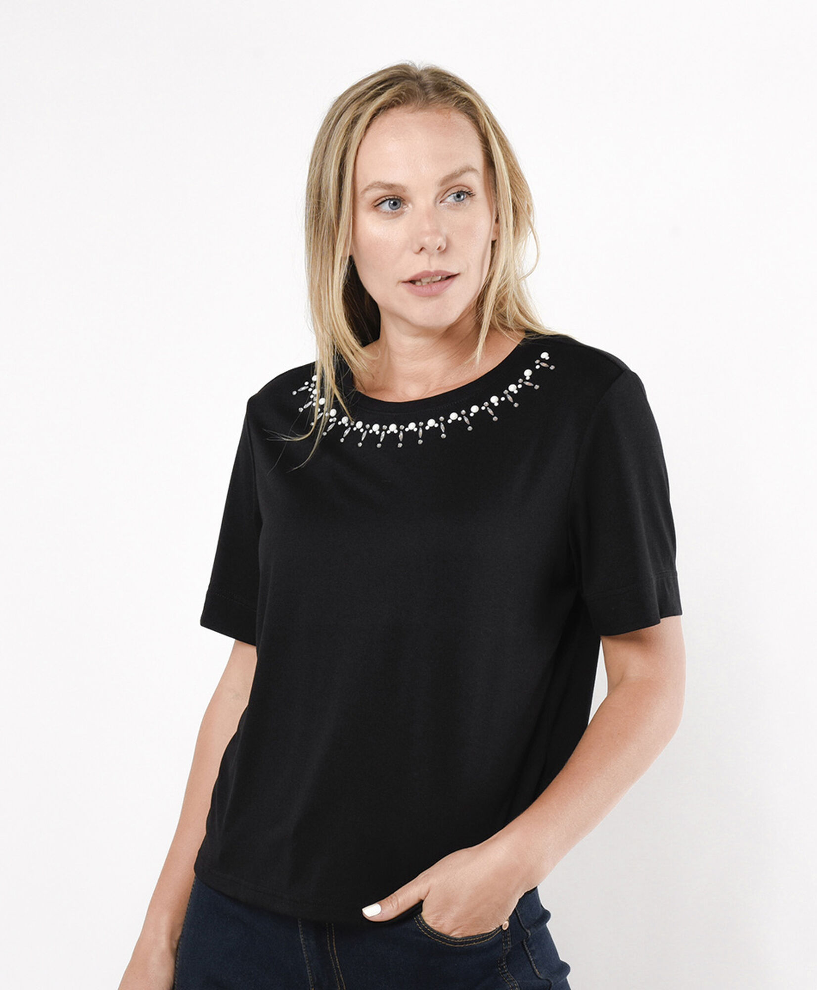 Polera mujer detalle cuello Polera mujer detalle cuello