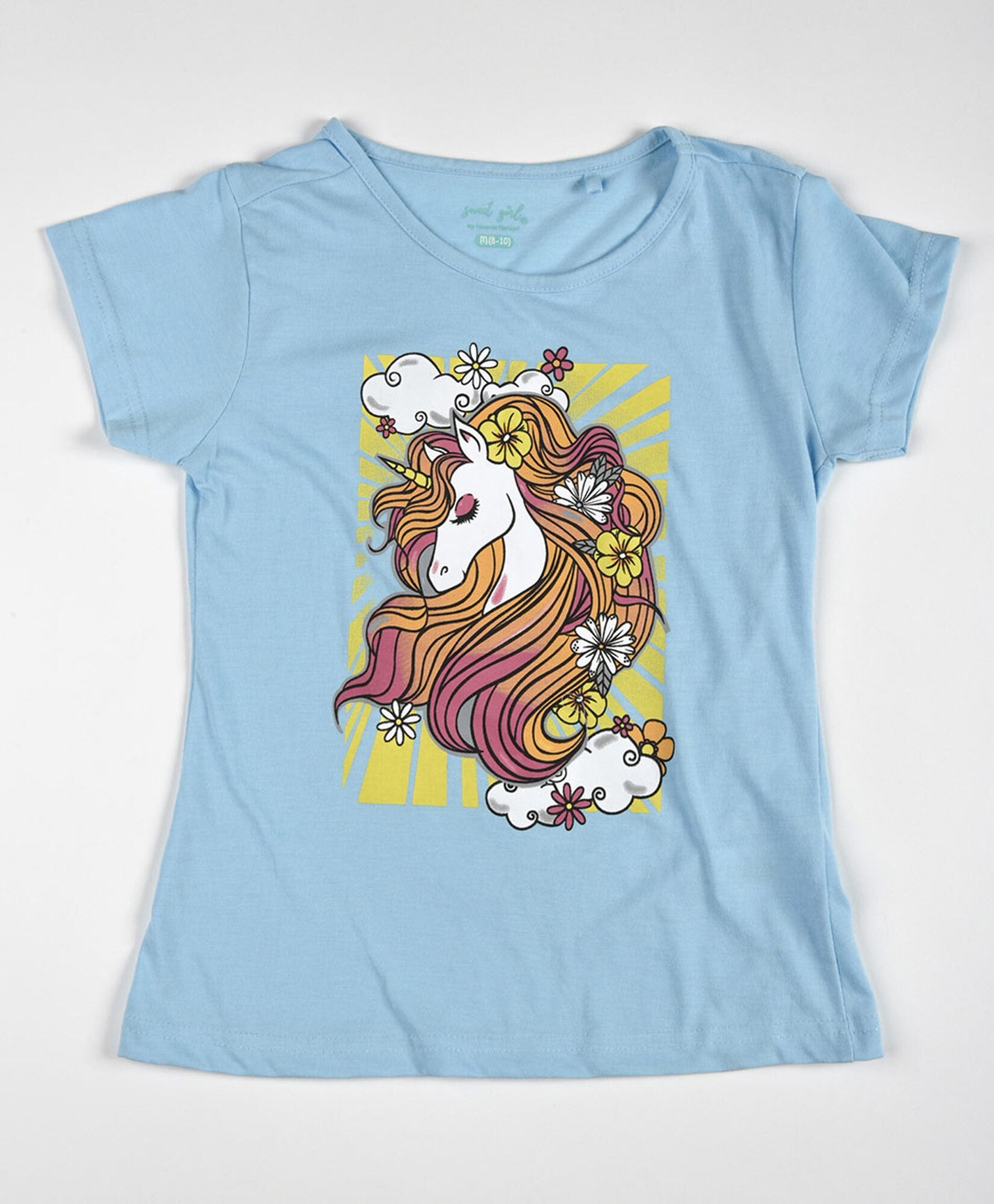 Polera niña unicornio con flores Polera niña unicornio con flores