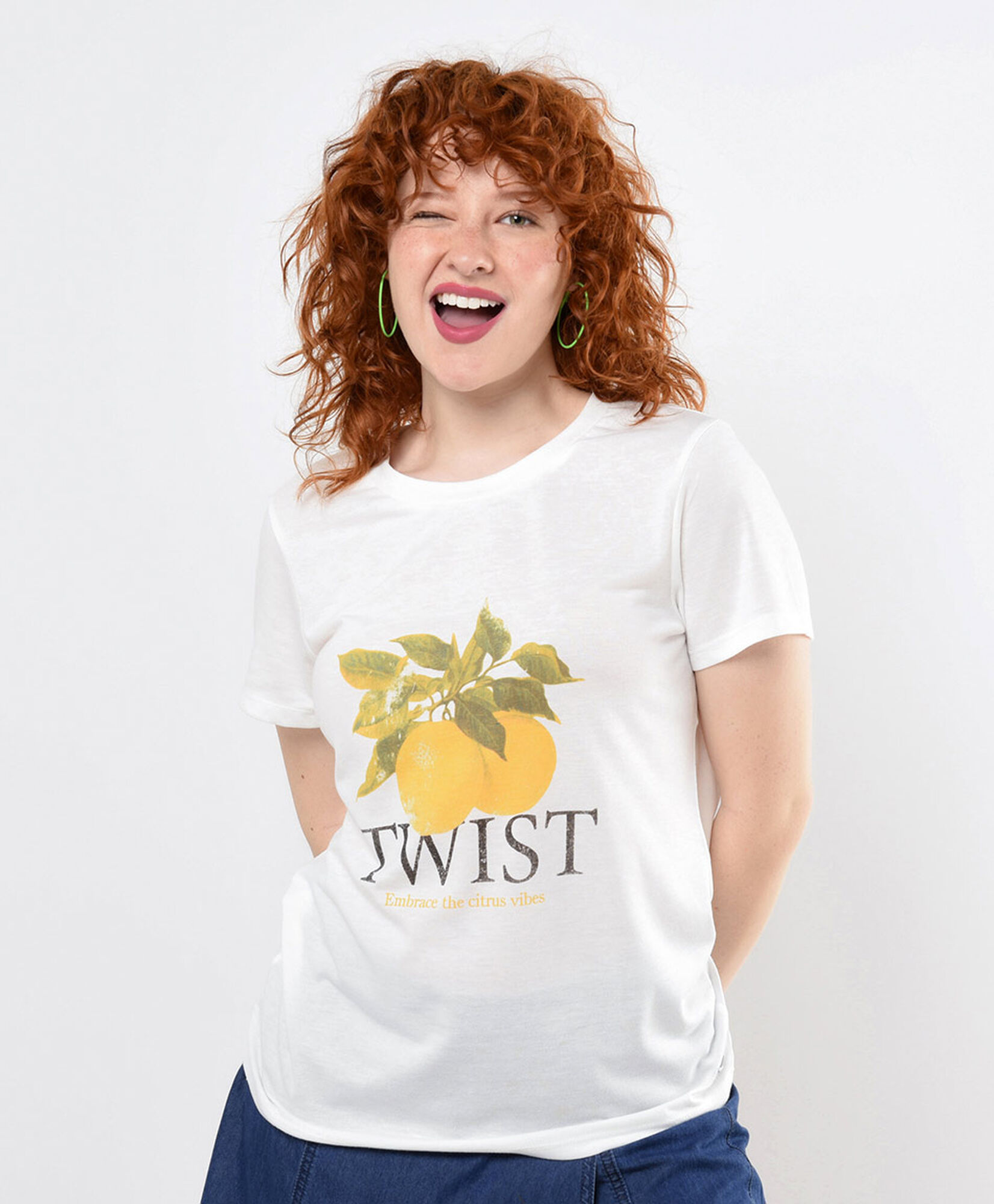 Polera mujer estampado limones Polera mujer estampado limones