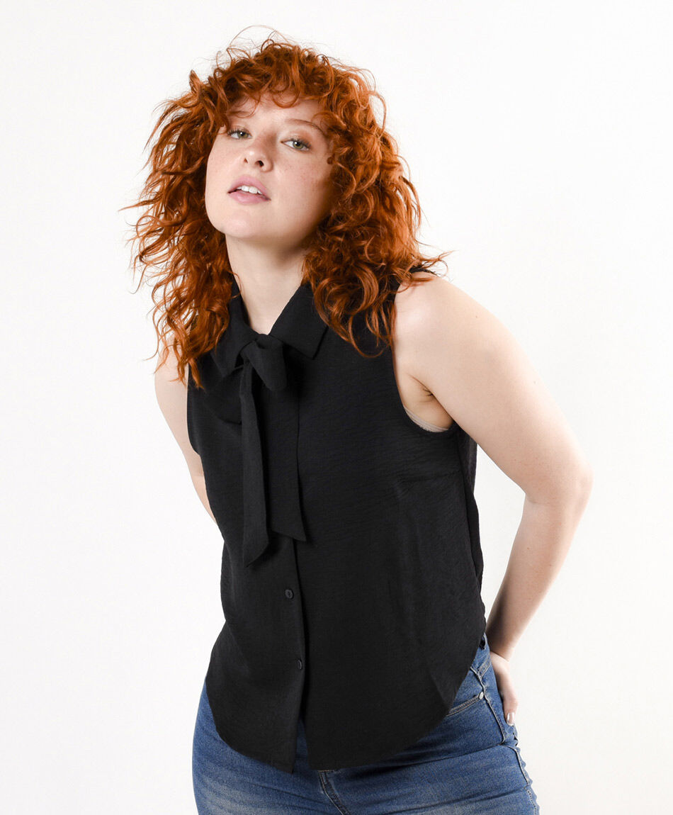 Blusa mujer lazo sin mangas