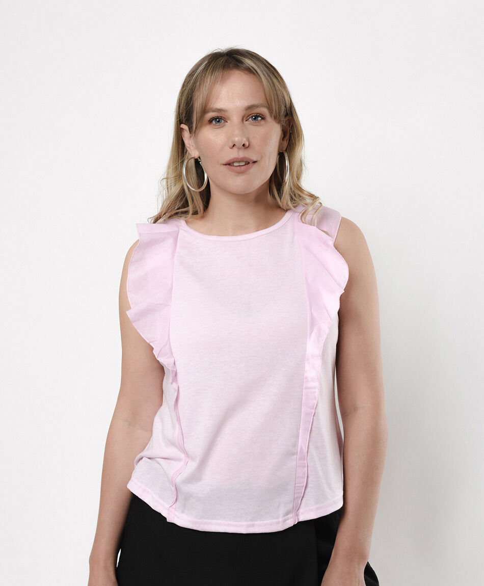 Polera mujer vuelos sin mangas