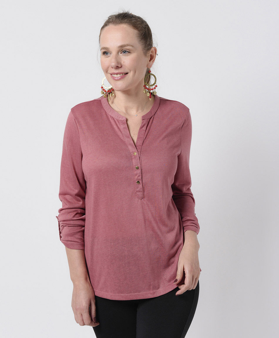 Polera mujer lisa botones