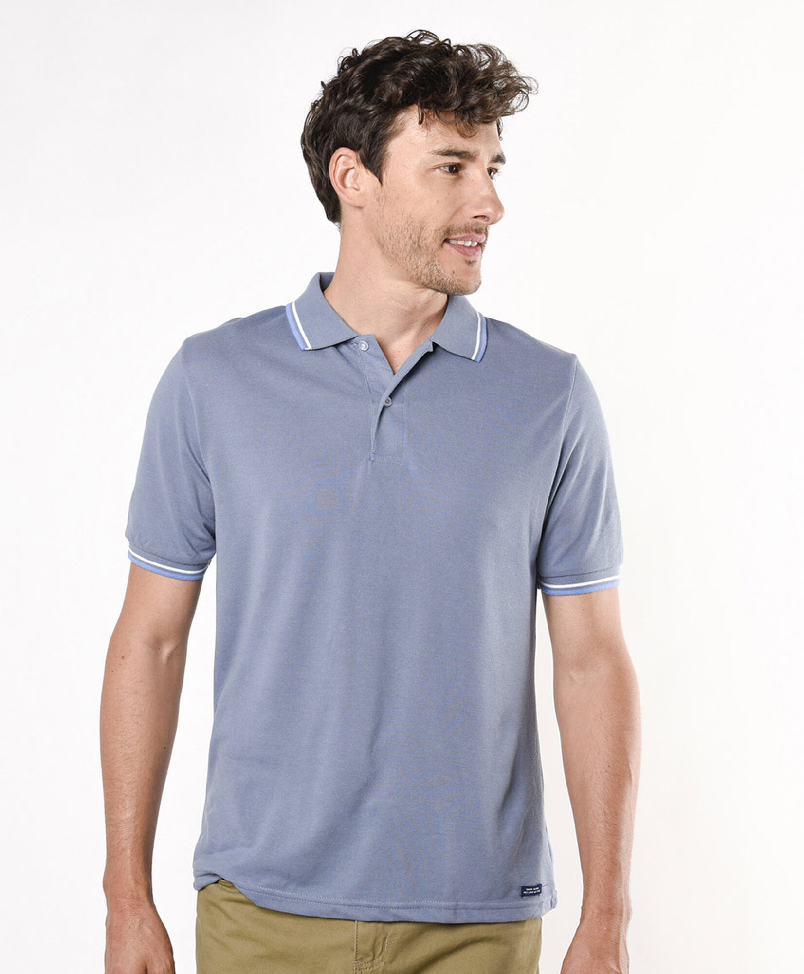 Polera hombre doble línea cuello piqué Polera hombre doble línea cuello piqué