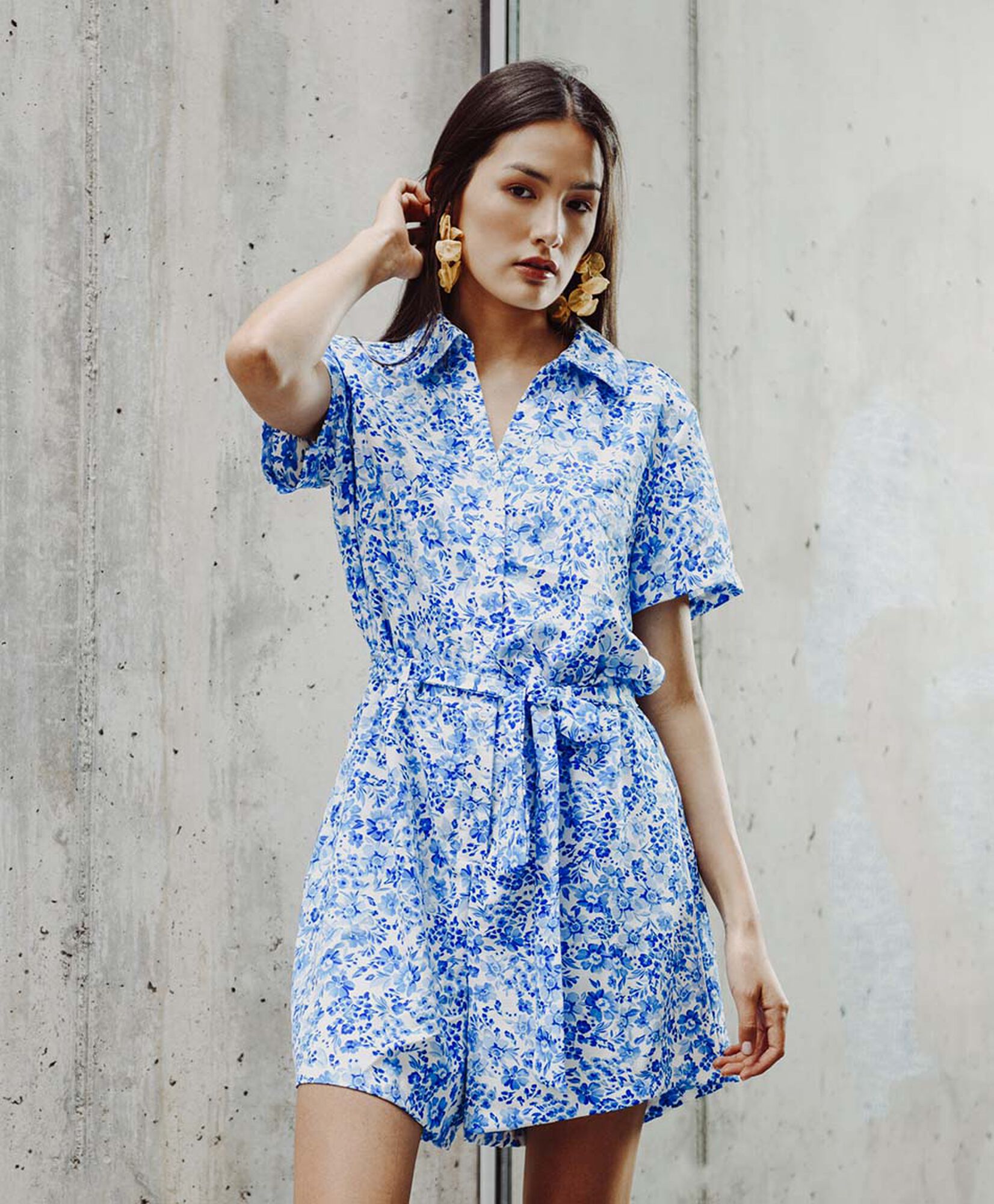 Enterito mujer floreado camisero Enterito mujer floreado camisero