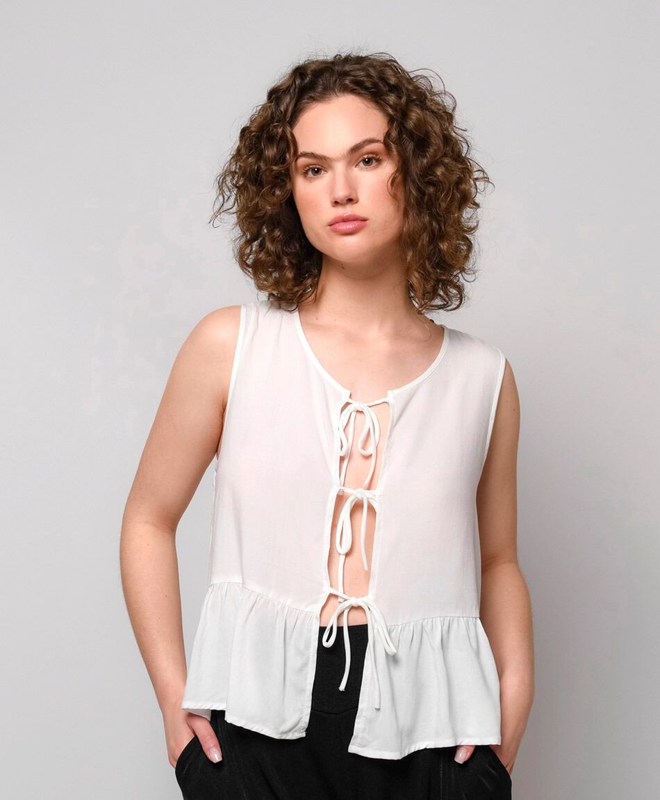 Blusa mujer lazos delanteros