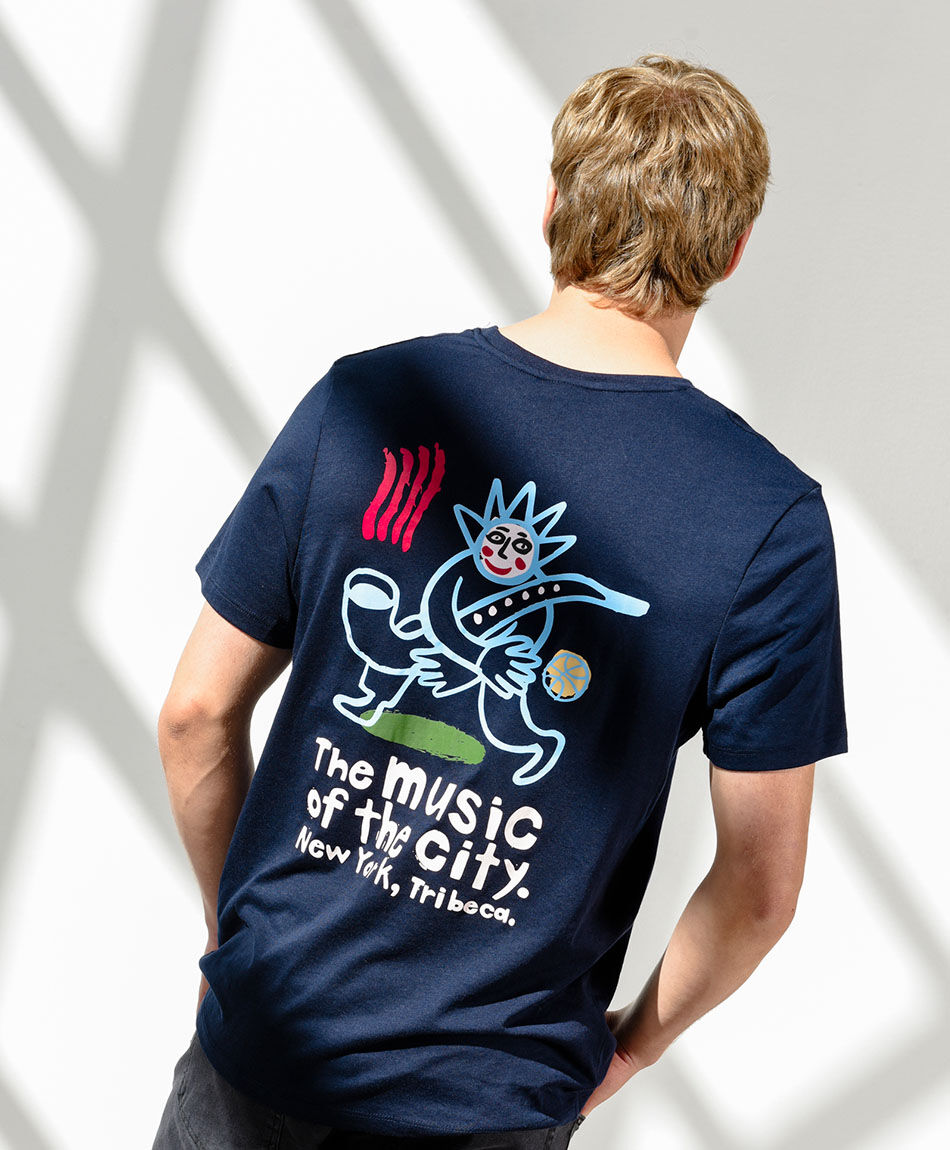 Polera hombre doble estampado music