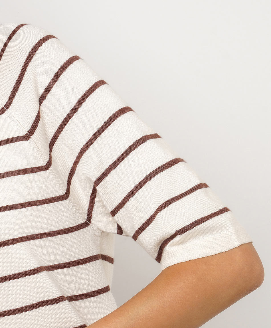 Sweater mujer manga 3/4 lineas white