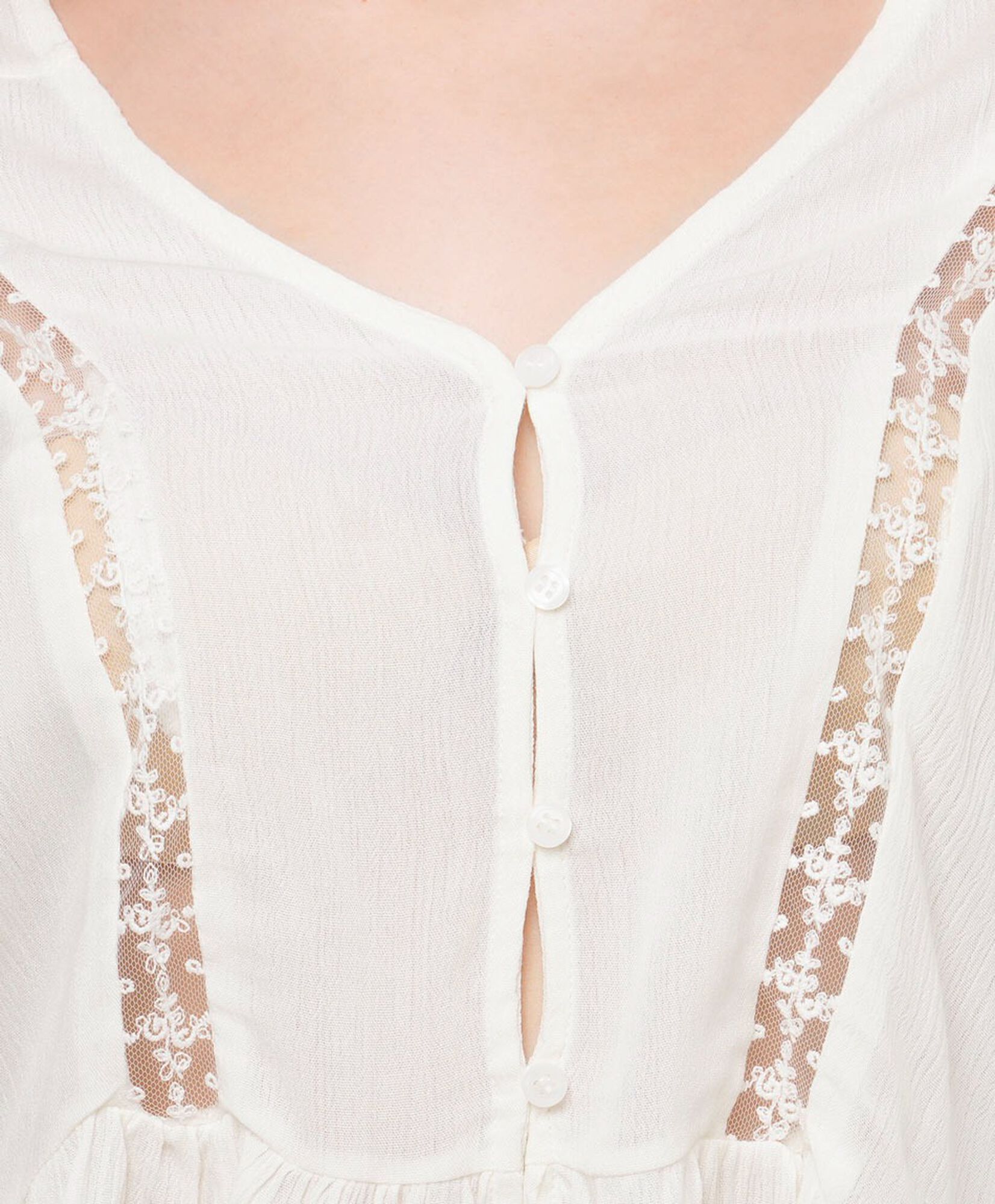 Blusa mujer encaje vuelitos cintura Blusa mujer encaje vuelitos cintura