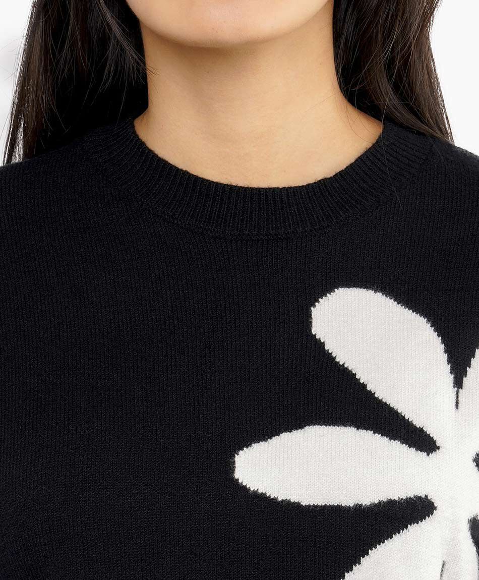 Sweater mujer flores blancas