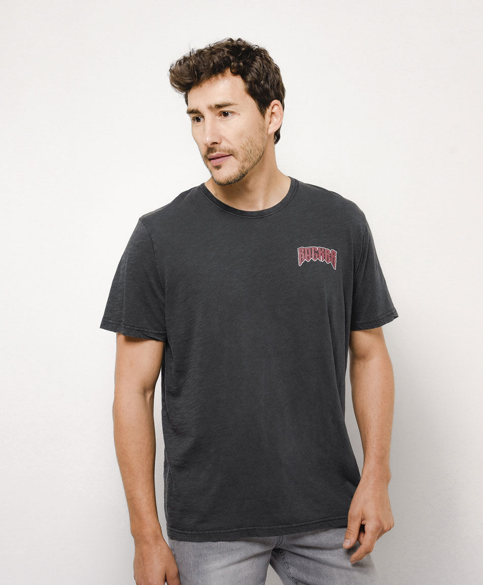 Polera hombre doble estampado rocker