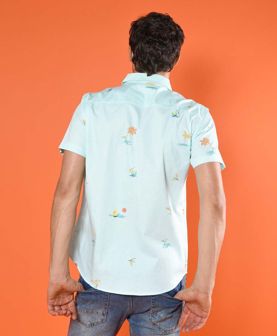 Camisa estampada manga corta
