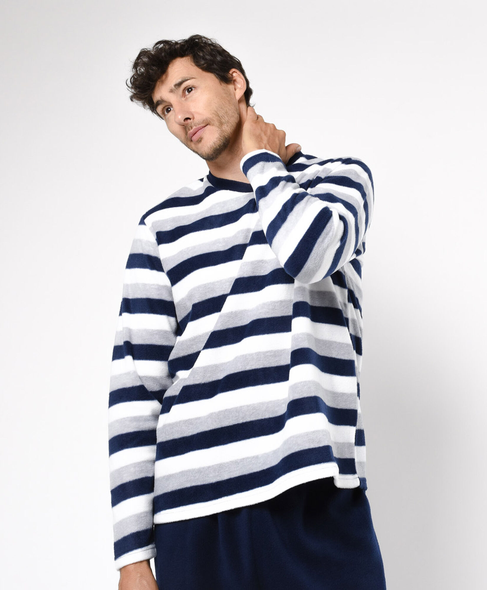 Pijama hombre polar líneas tricolor Pijama hombre polar líneas tricolor