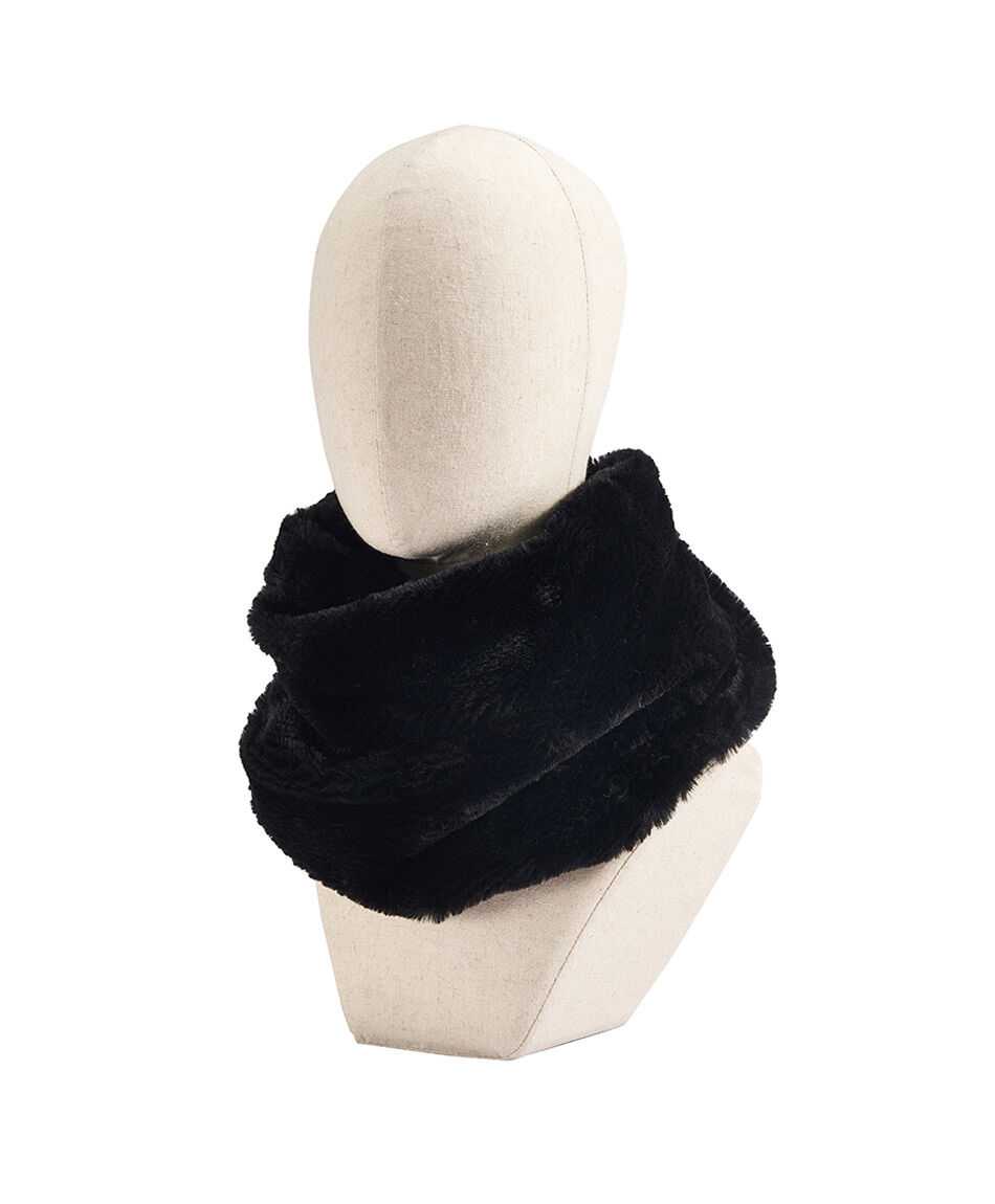 Cuello mujer efecto peluche negro