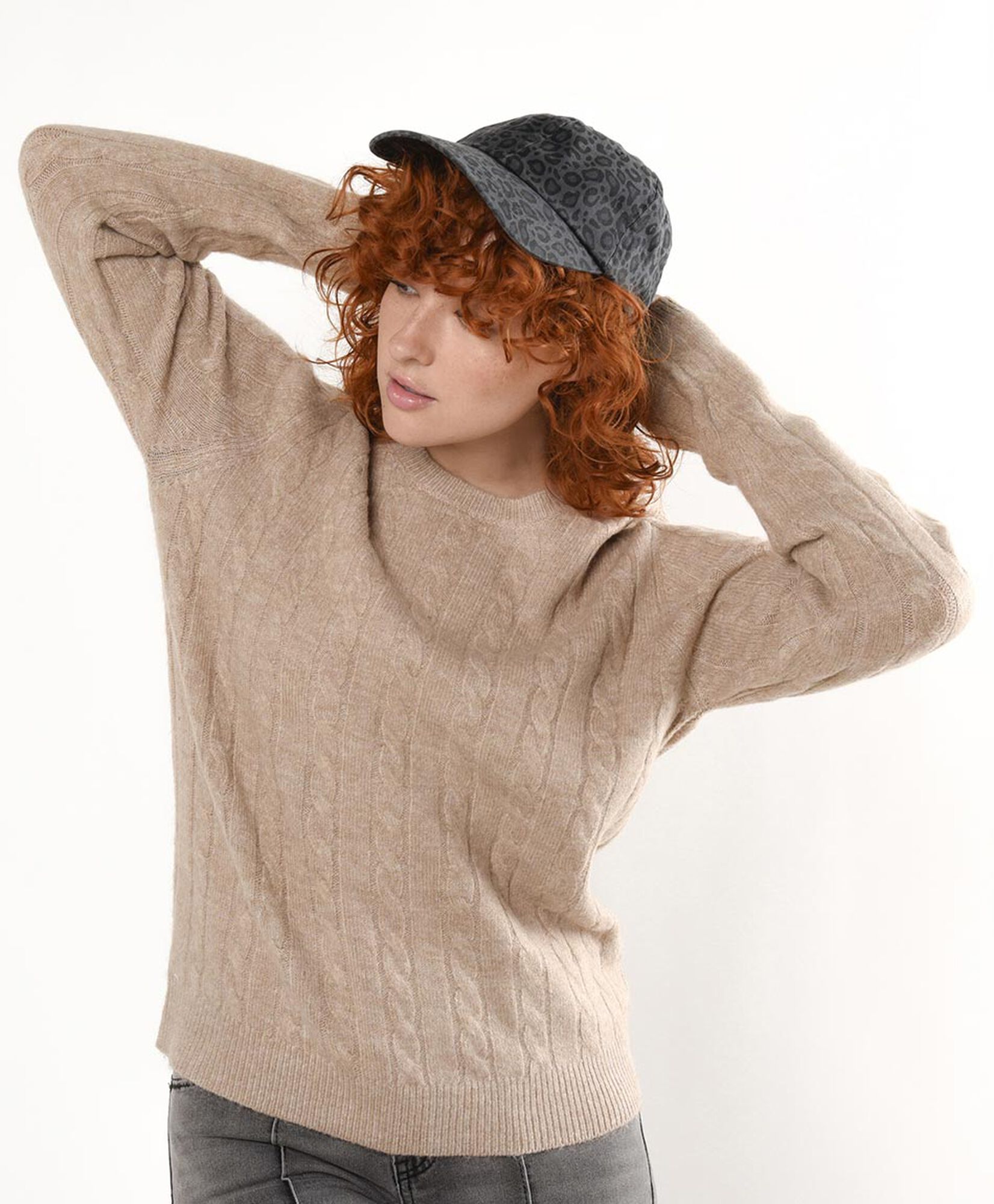 Sweater mujer trenzas beige Sweater mujer trenzas beige