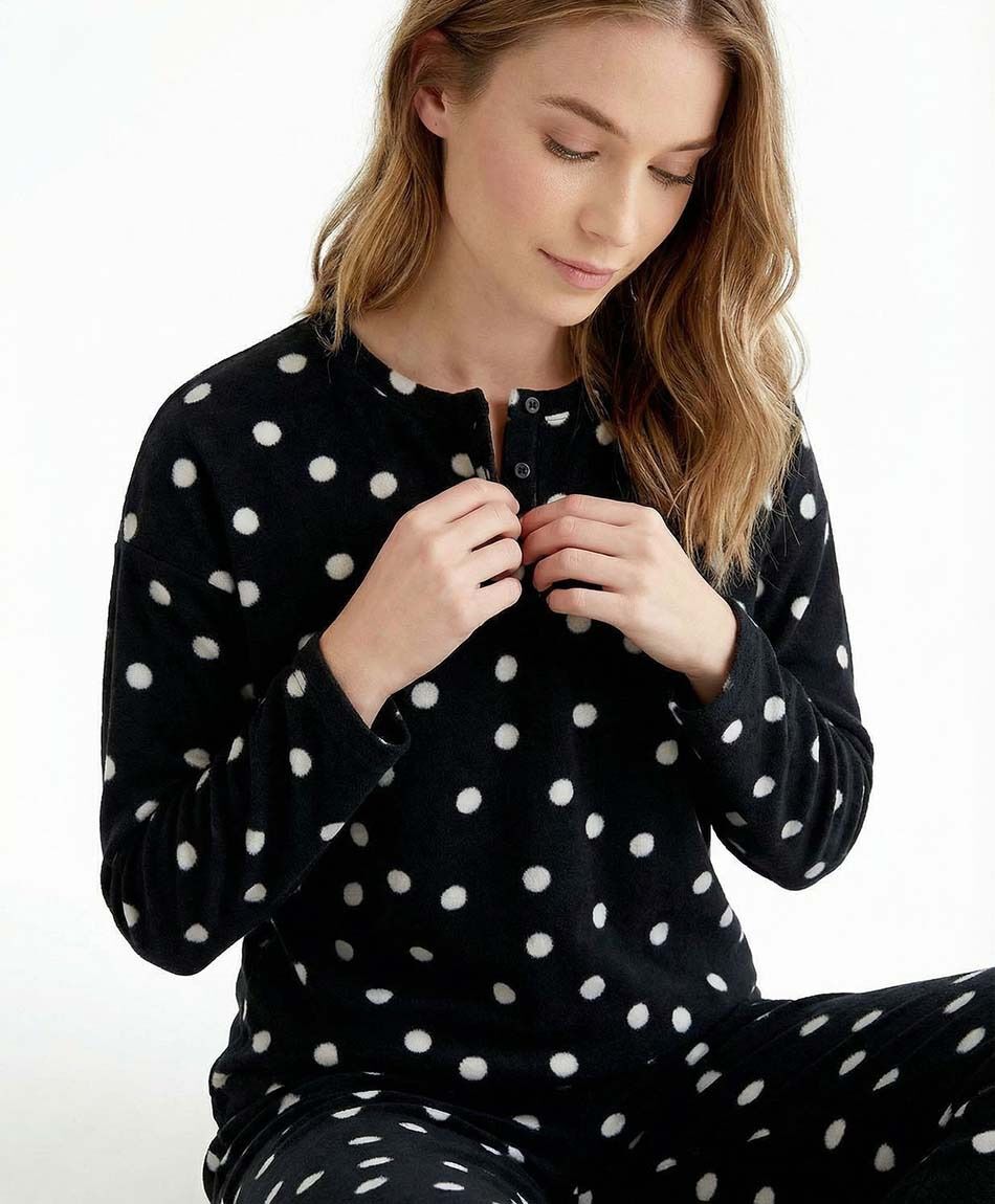 Pijama mujer micropolar puntos