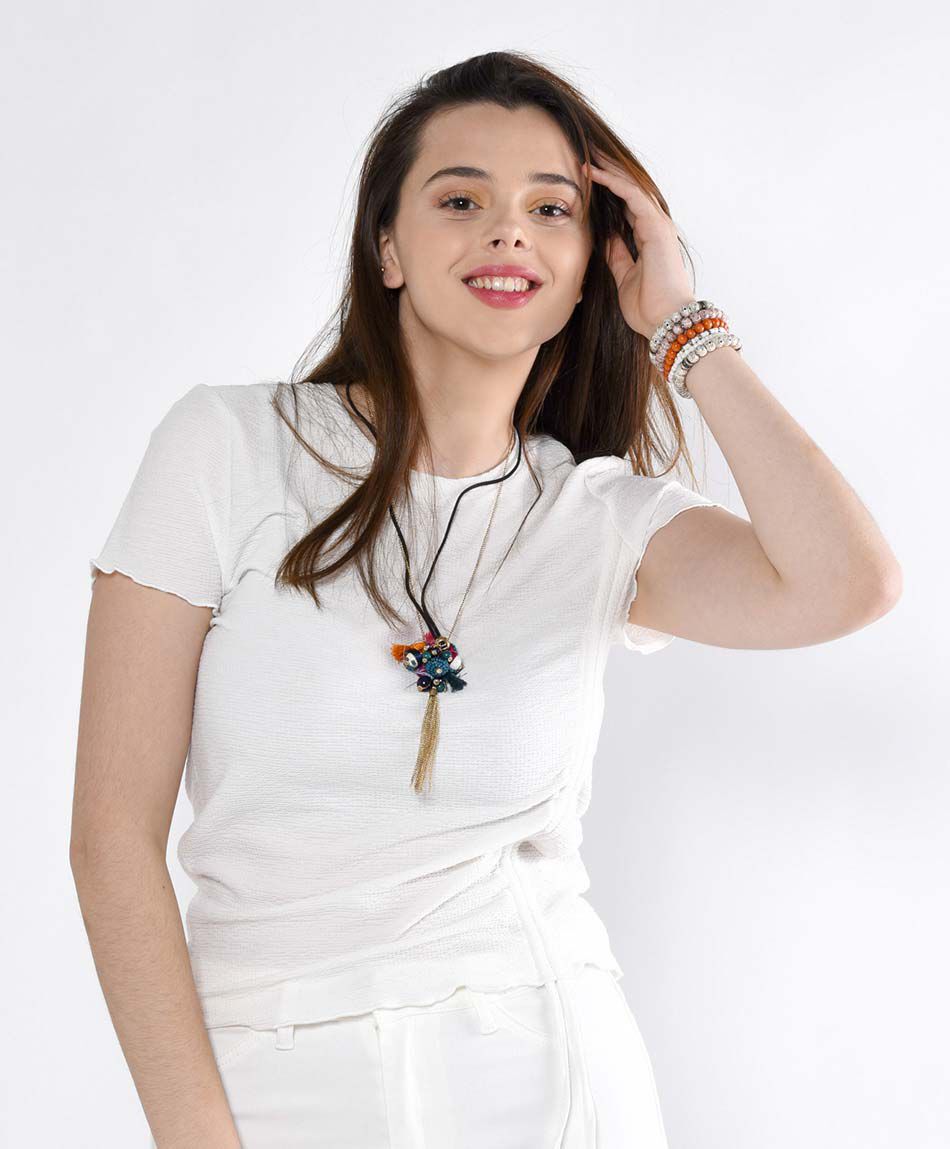 Polera manga corta cuello redondo