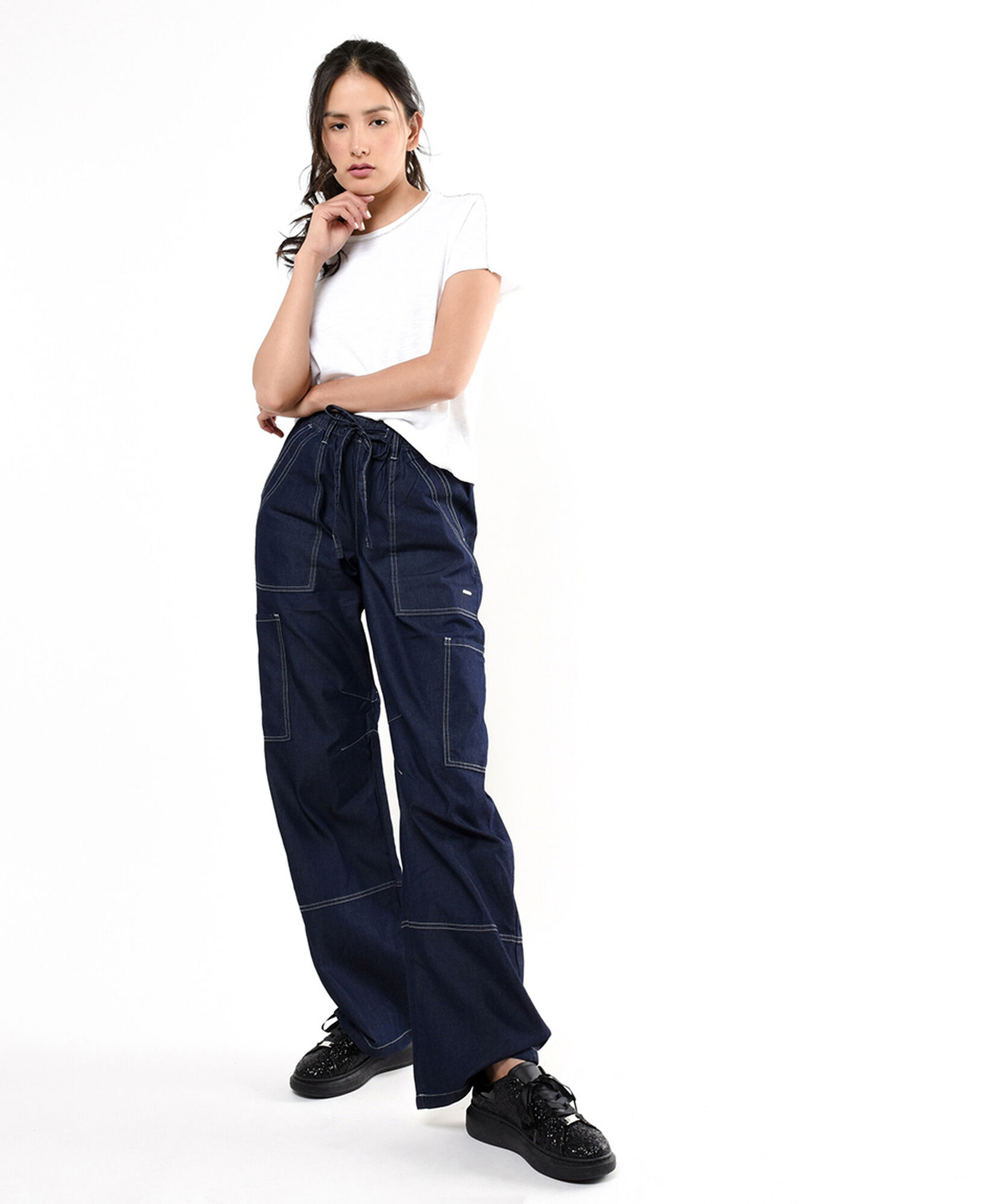 Pantalón mujer cargo lazo denim Pantalón mujer cargo lazo denim