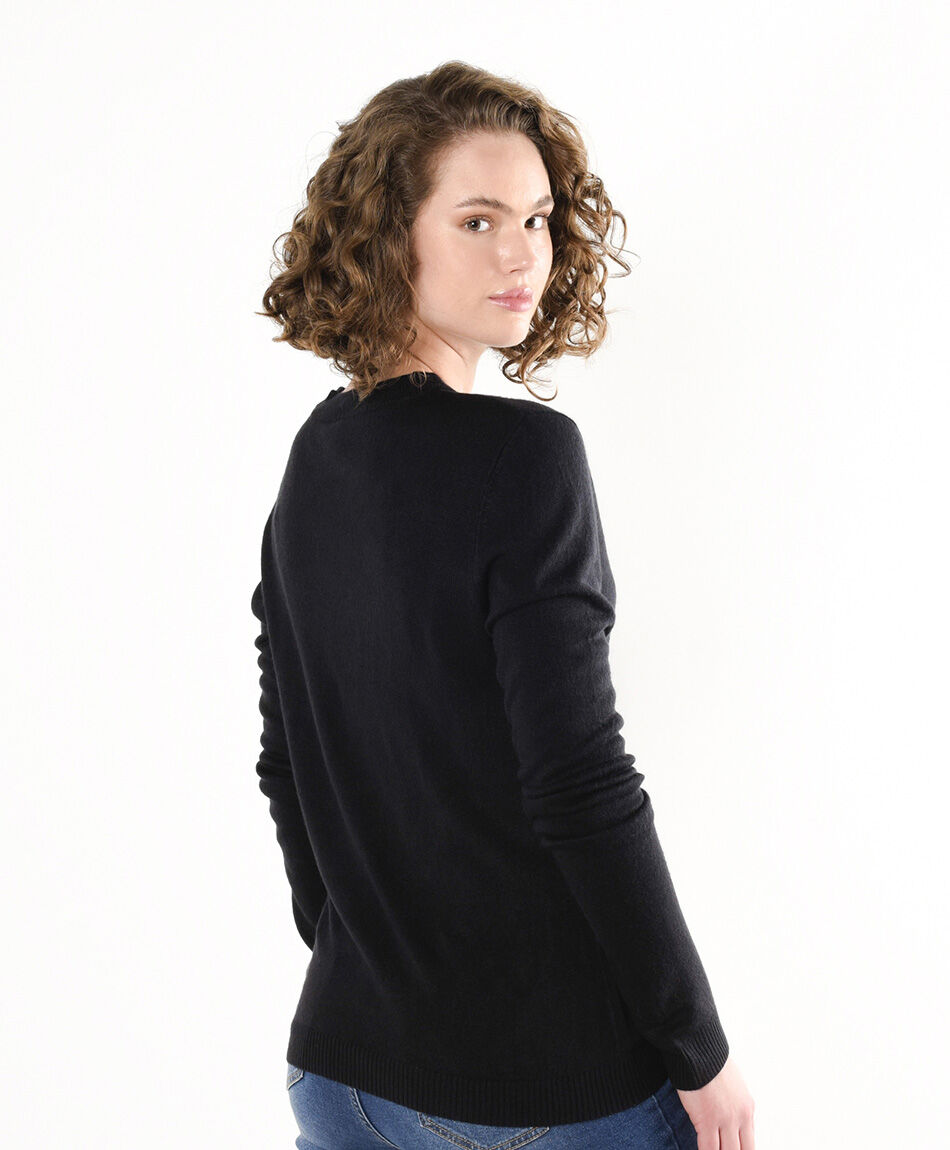 Sweater mujer liso negro